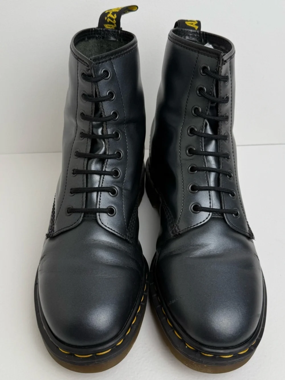 Vintage Dr. Martens England 1460 Metallic Graphite Shimmer Silver MIE Boots UK 9